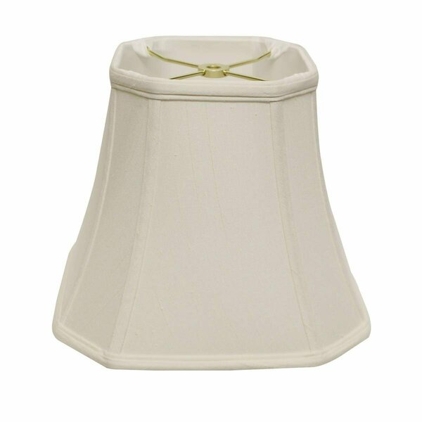Homeroots 14 in. White Slanted Square Bell Monay Shantung Lampshade 469671